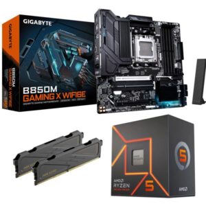 Combo - Mother Gigabyte B850M Gaming X WF6E DDR5+ AMD Ryzen 5 7600 + Memoria de 32Gb DDR5