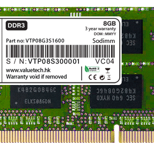 Memoria Notebook DDR3 SODIMM de 8Gb 1600Mhz Valuetech