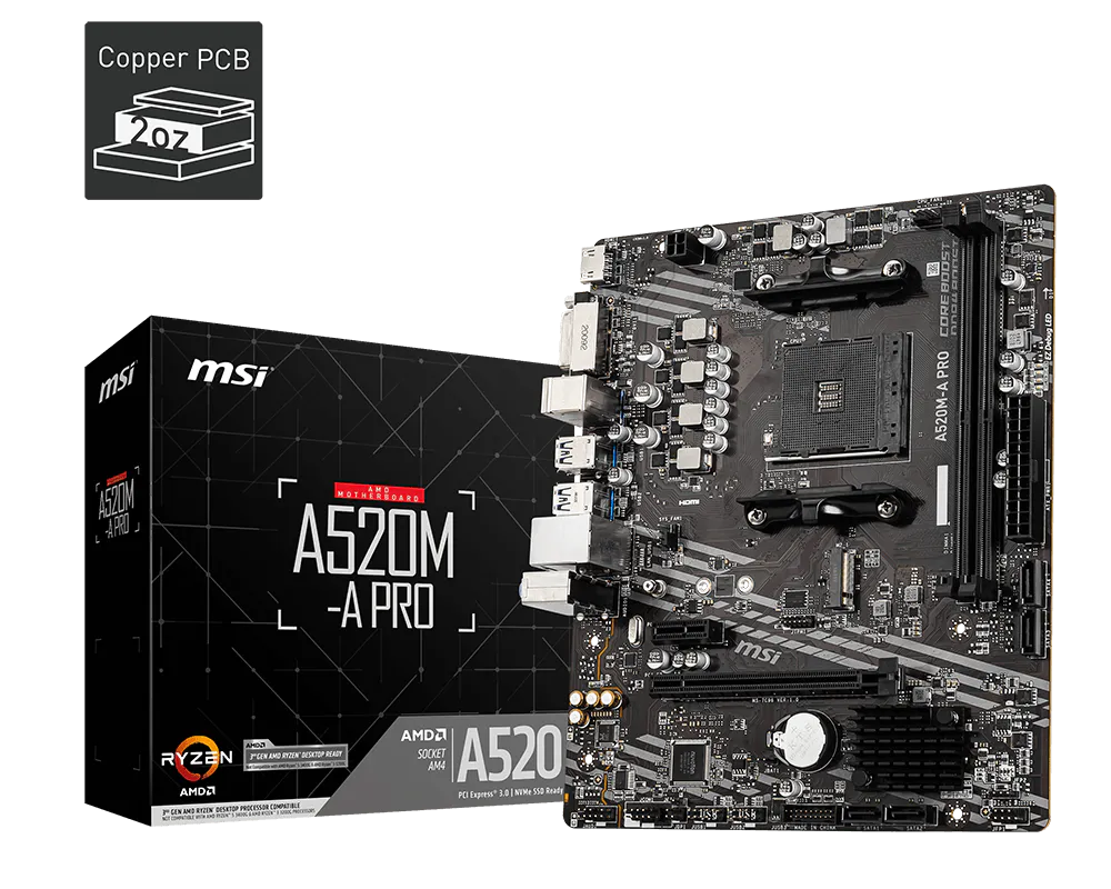 Motherboard MSI A520M-A PRO. Socket AM4
